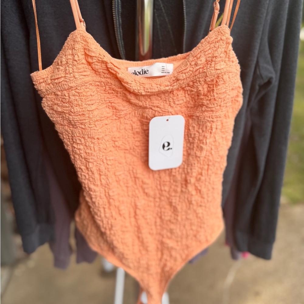 Elodie Textured Orange Bodysuit